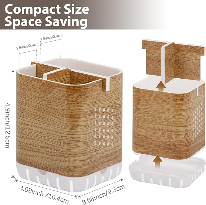 Boperzi Toothbrush Holders for Bathrooms Organizer Countertop, Detachable