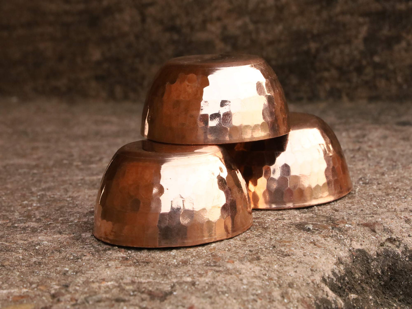 Handmade Hammered Copper Tea Light Holder Set of 3 Votive Holders -2.5X1 DH inches Party Decoration