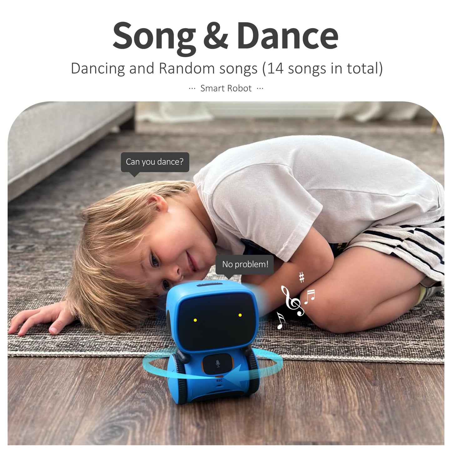 GILOBABY Kids Robot Toys, Interactive Toys Companion Smart Talking Robotic with Voice Control Touch Sensor, Dancing, Singing, Recording, Repeat, Birthday Gifts for Boys Ages 3+ Years (Blue)