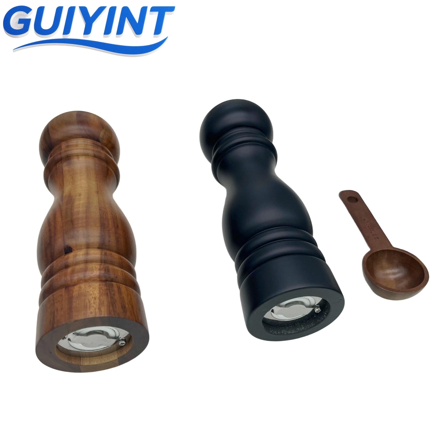 Guiyint Manual Salt and Pepper Mill Set, Beechwood Zirlion Style Grinders with Adjustable Coarse to Fine Grind, Zirlion Salt and Pepper Mills-Universal Classic Model
