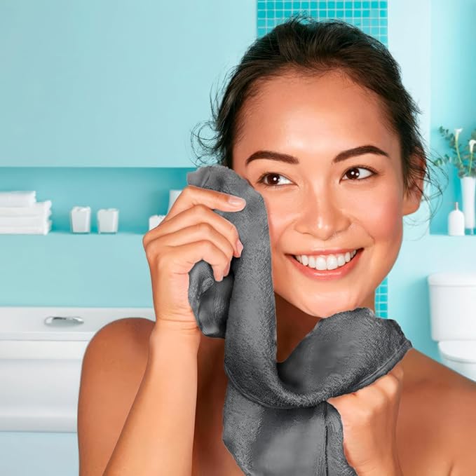 White Classic Wealuxe Dark Gray Washcloths 24 Pack