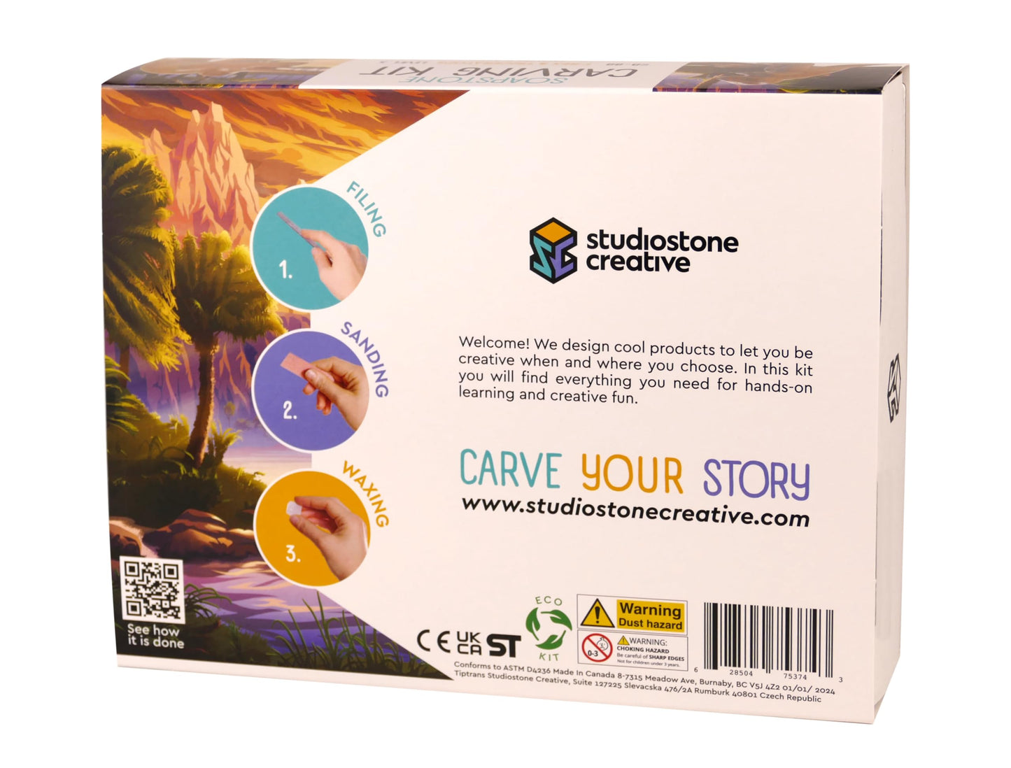 STUDIOSTONE CREATIVE DIY Arts & Crafts Carving Kit Kids Adults Stegosaurus Sculpture Soapstone