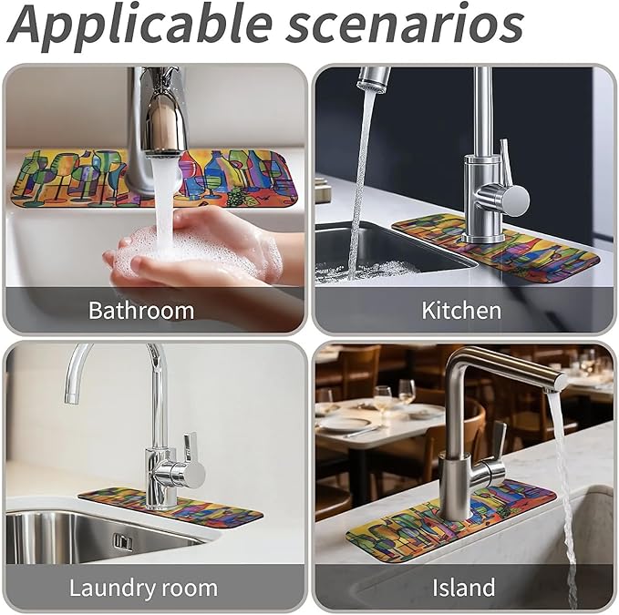 Kitchen Sink Splash Guard,Colored glass bottles Faucet Mat Sink Gadgets-Super