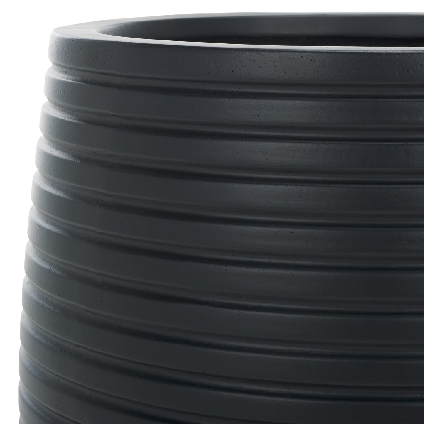 SAFAVIEH Outdoor - Jasper Black Cement Ficonstone Planter Pot Set of 2 with Drainage Hole, Frost Resistant Garden Planters for Patio, Deck, Indoor Outdoor Use (PAT1535A-SET2)