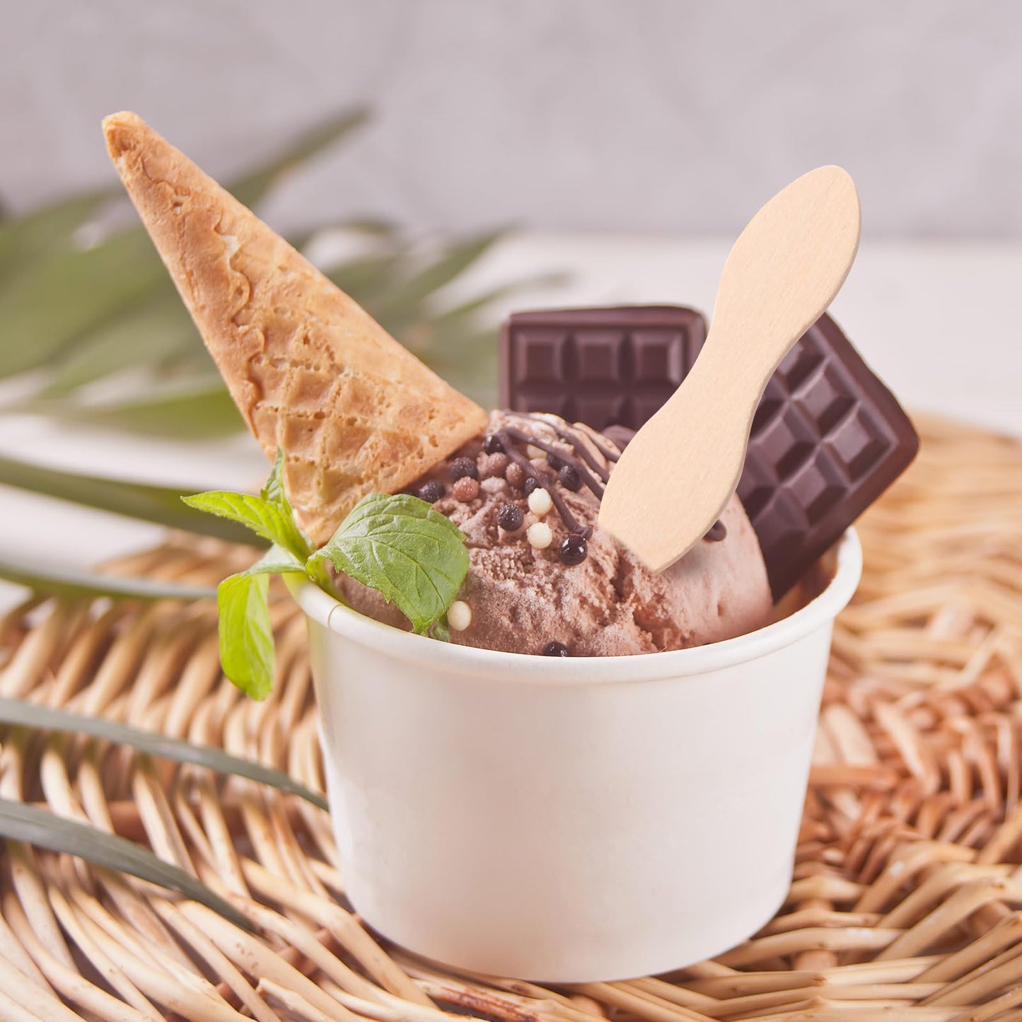 Reallnaive 1000 Pcs Wooden Ice Cream Sample Spoon Bulk, 2.4 inch Length, Mini Disposable Birchwood Tasting Spoons, Compostable and Biodegradable for Crafts, Tasting, Birthdays, Dessert, Honey, Cake