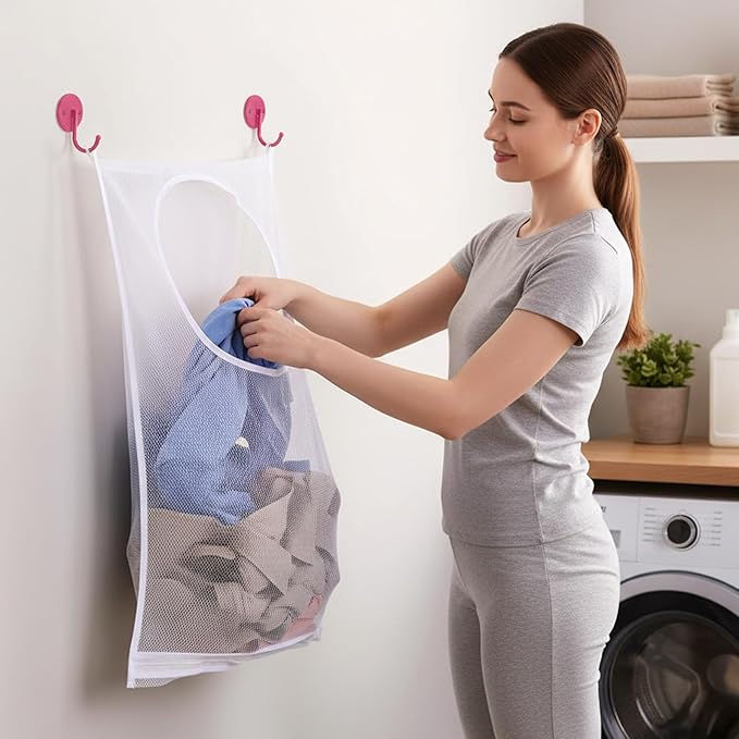 Hanging Laundry Hamper Bag, Breathable Mesh Laundry Hamper over the Door