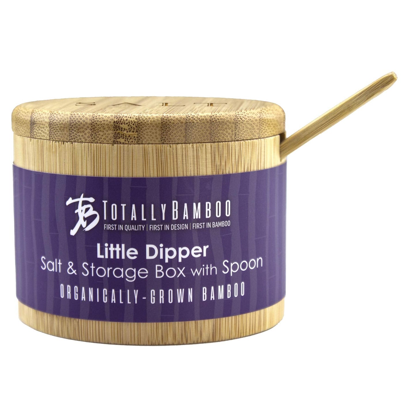 Totally Bamboo Little Dipper Salt Cellar Bamboo Storage Box with Magnetic Swivel Lid, 6 Ounce Capacity, Includes Salt Spoon