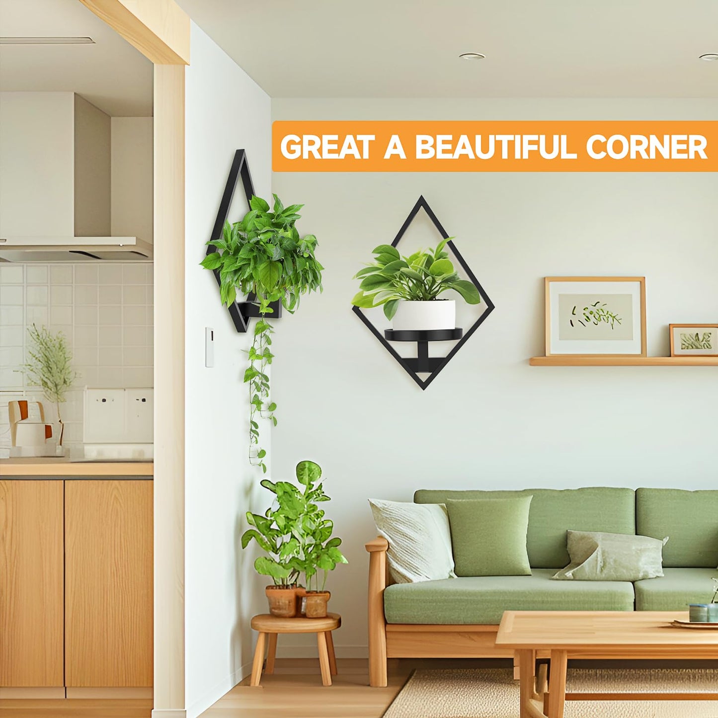 Sbosbo Wall Plant Holder, 3 Pack Metal Floating Shelves Indoor, Window Sill Plant Shelf for Bedroom Bathroom Living Room Home Office