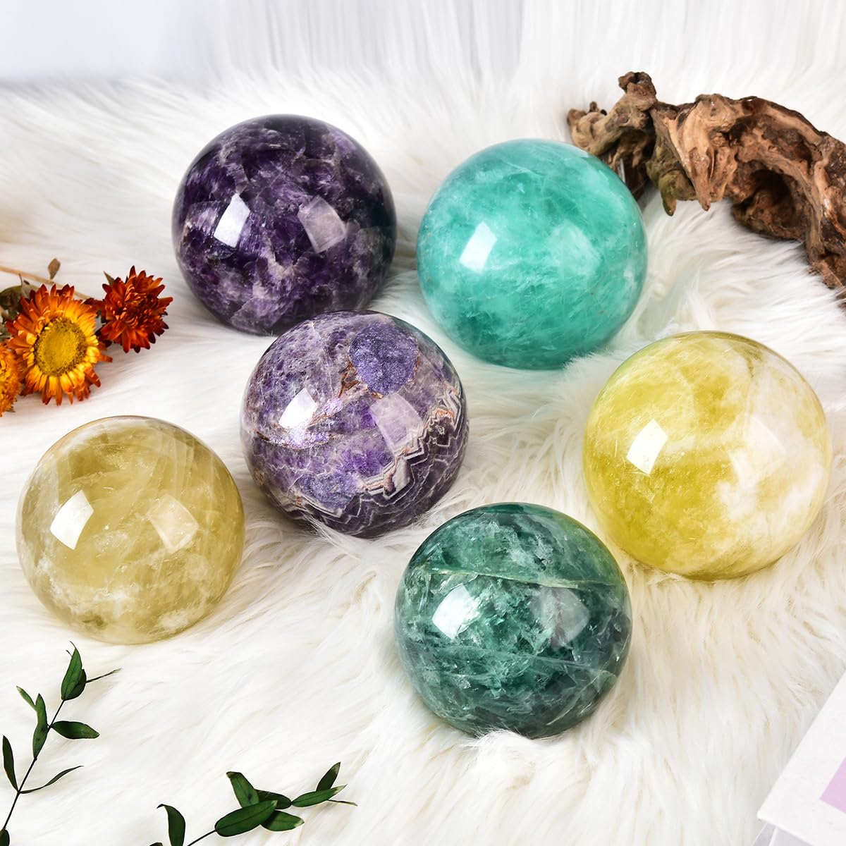 MOGEMT Green Fluorite Crystal Ball with Stand Large Crystals Sphere Decorative Ball Meditation Witchcraft Home Decor 90-100mm/3.5-3.9"
