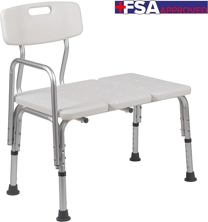 Flash Furniture HERCULES Series 300 Lb. Capacity Adjustable White Bath & Shower