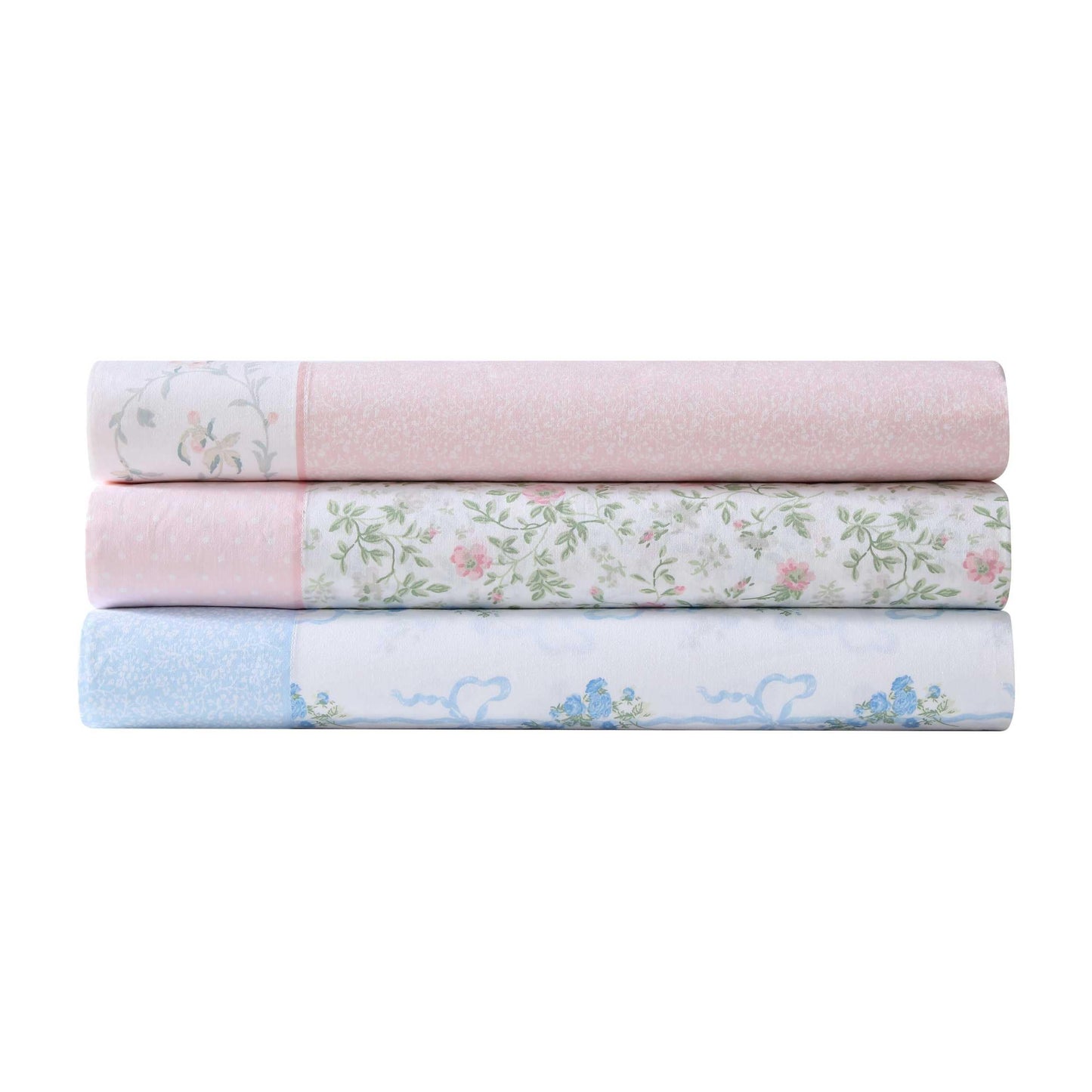 Laura Ashley – Twin Size Sheet Set, Crisp & Lightweight Cotton Percale Bedding with Fitted Sheet and Pillowcase, Floral Room Decor, Deep Pocket, College Dorm Room Essentials (Bonnie Pink)