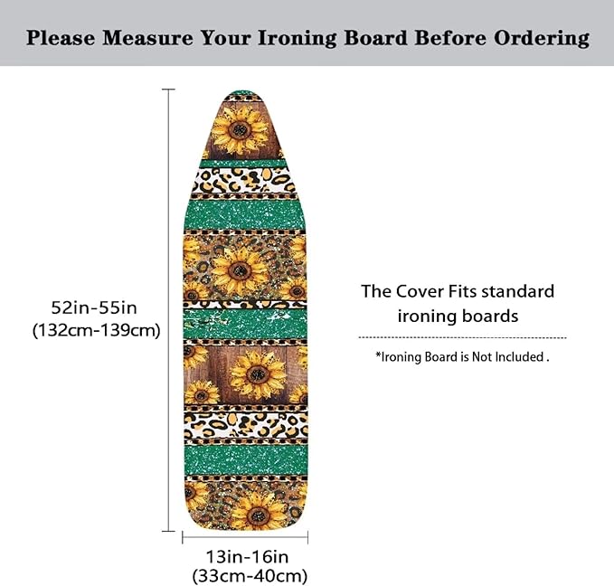 Sunflower Ironing Board Cover, Full Size Scorch Resistant Padding, Elastic Edge