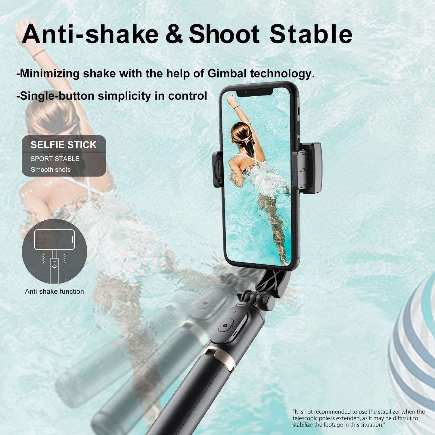 Gimbal Stabilizer for Smartphone,Selfie Stick Tripod with Remote Control Auto Balance 360° Rotation 1-Axis Phone Gimbal for Group Selfies Live Streaming Video Recording