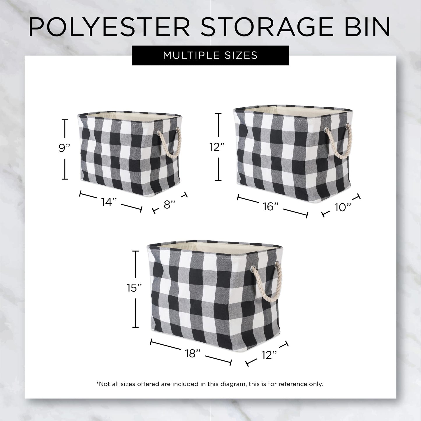 DII Buffalo Check Storage Collection Collapsible Bin with Handles, Medium Rectangle, 16x10x12, Red & Black