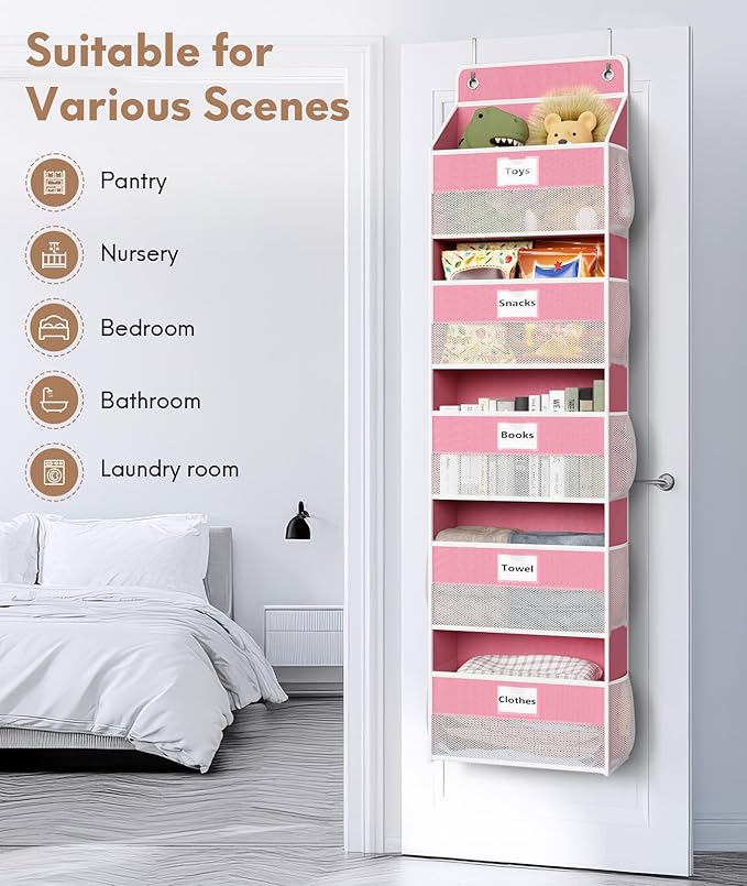 Over The Door Organizer Hanging, 5 Shelf Behind The Doors Storage, Pantry Door