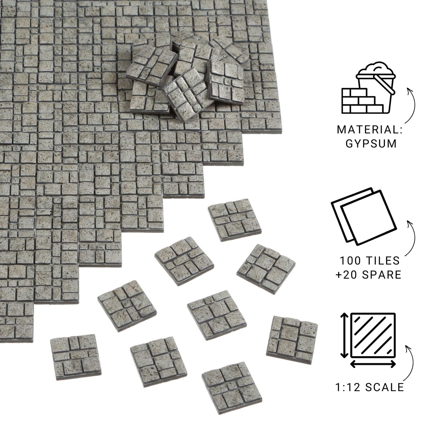 100pcs, Dollhouse Miniature Paving Stones, Tiles for Modeling, Fairy Garden, and Tabletop Terrain, REDUCIO!