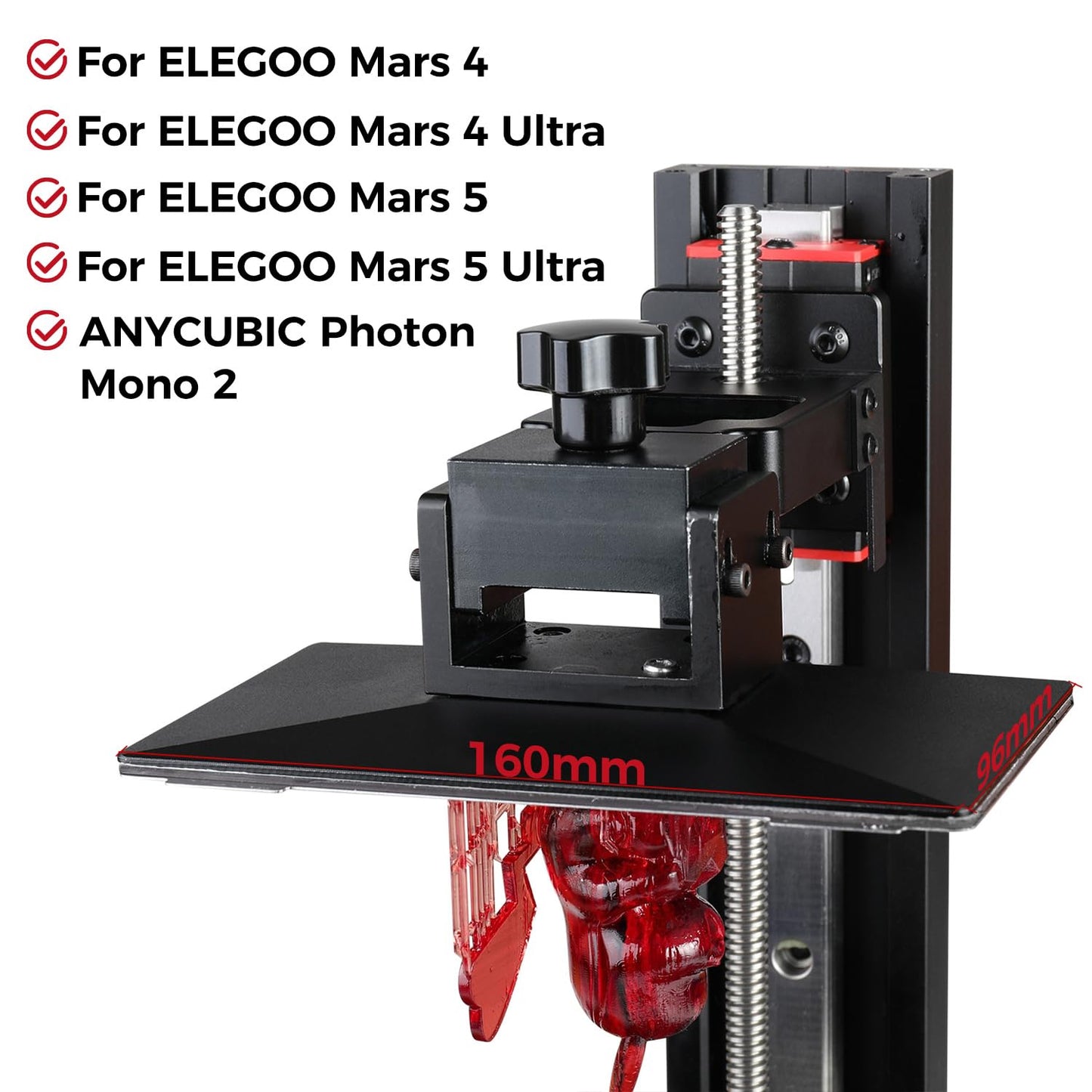 2 Pack Resin 3D Printer Flex Building Plate, Spring Steel Flexible Plate and Magnetic Base Platform for Mars 4/Mars 4 Ultra/Mars 5/Mars 5 Ultra 160x96mm