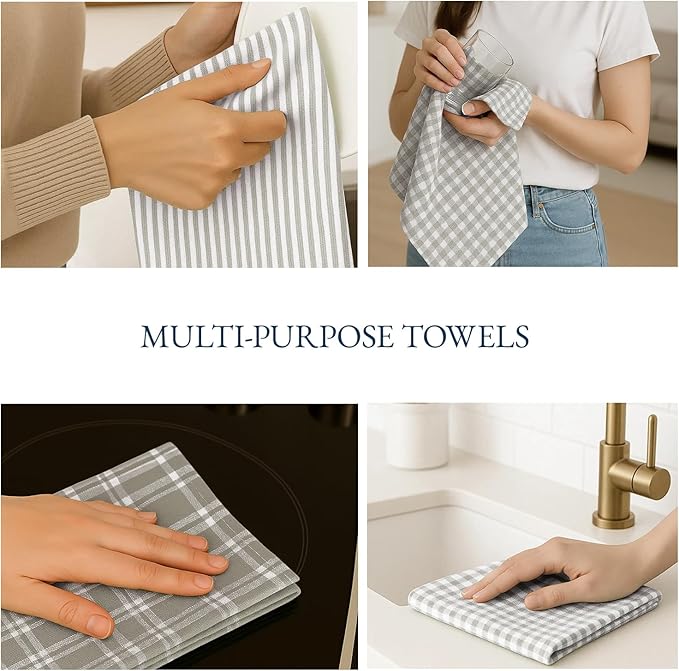 LANE LINEN Cotton Kitchen Towels Set, Quick-Drying Dish Towels, Tea Towels