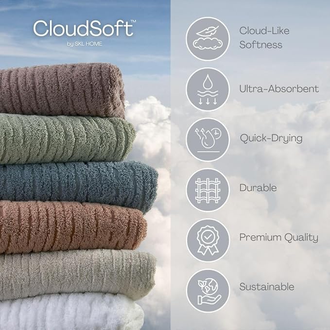 SKL Home CloudSoft Cotton Luxury 4 Pc Bath Towel Set