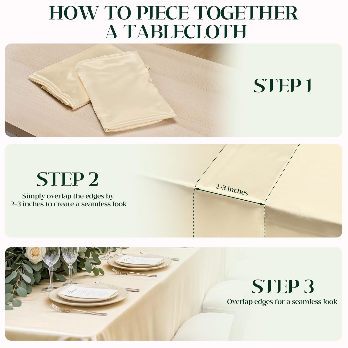 COSINIA 4 Pack Champagne Satin Tablecloth 58 x 102 Inches, Rectangular Satin Table Cloths for Wedding Reception, Birthday Party, Graduation & Holiday Banquet Tables