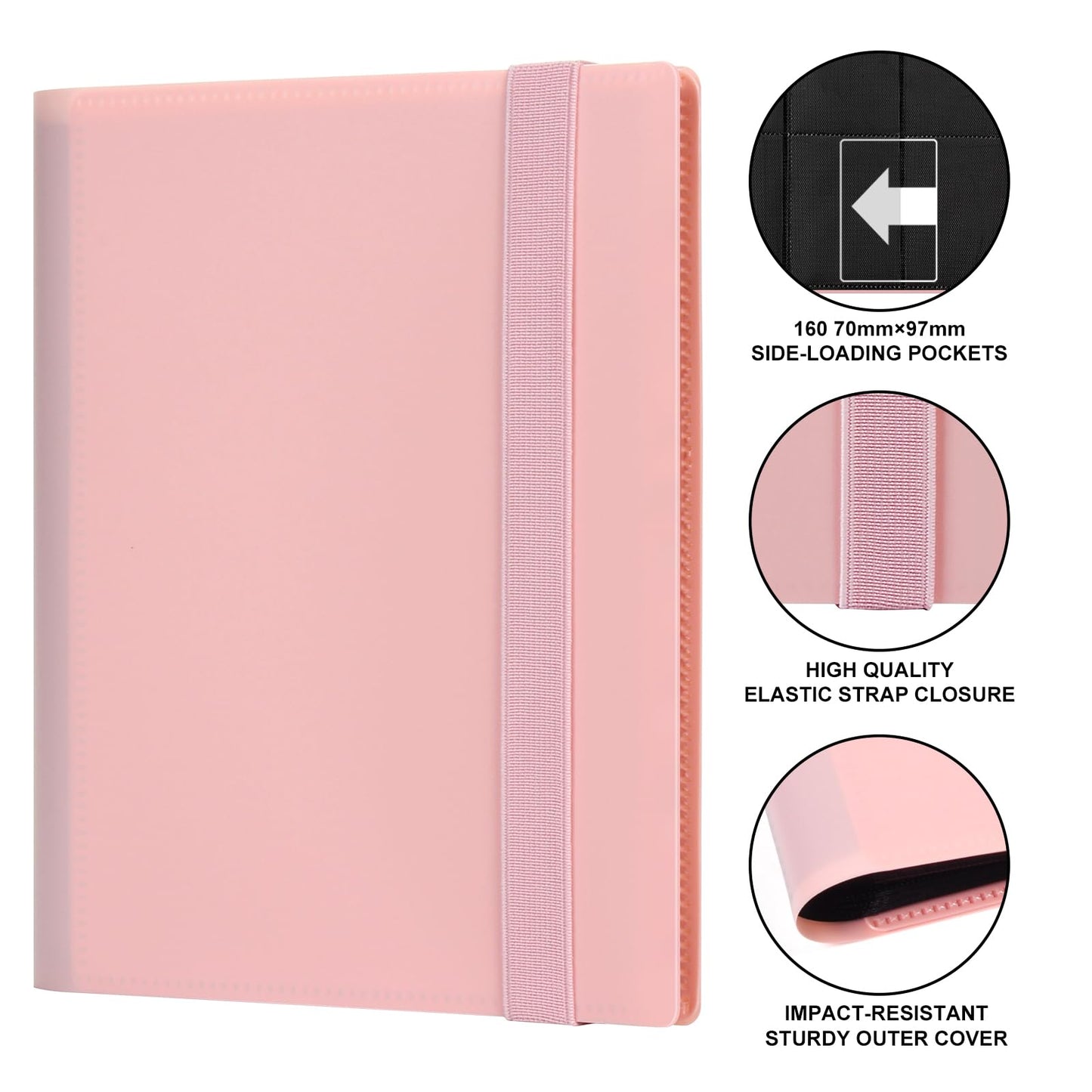 GEAoffice Trading Card Binder - 4 Pocket Card Collection Album Folder - 160 Side Loading Pocket Binder for TCG, MTG, Sports&Game Cards - Gifts for Girls