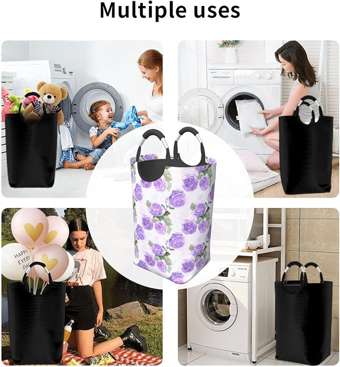 Floral Laundry Basket Flowers Foldable Laundry Hamper Vintage Collapsible