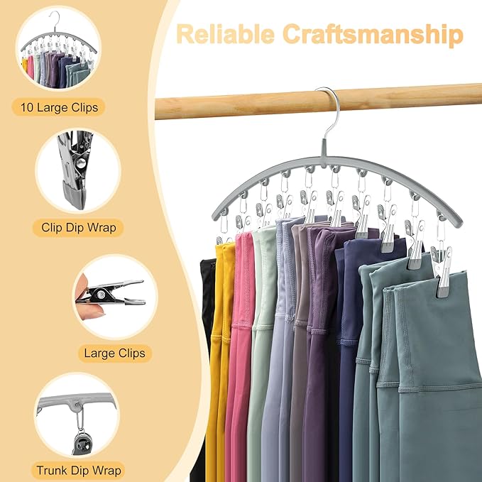 Legging Organizer for Closet, Metal Yoga Pants Hanger w/Rubber Coated 4 Pack