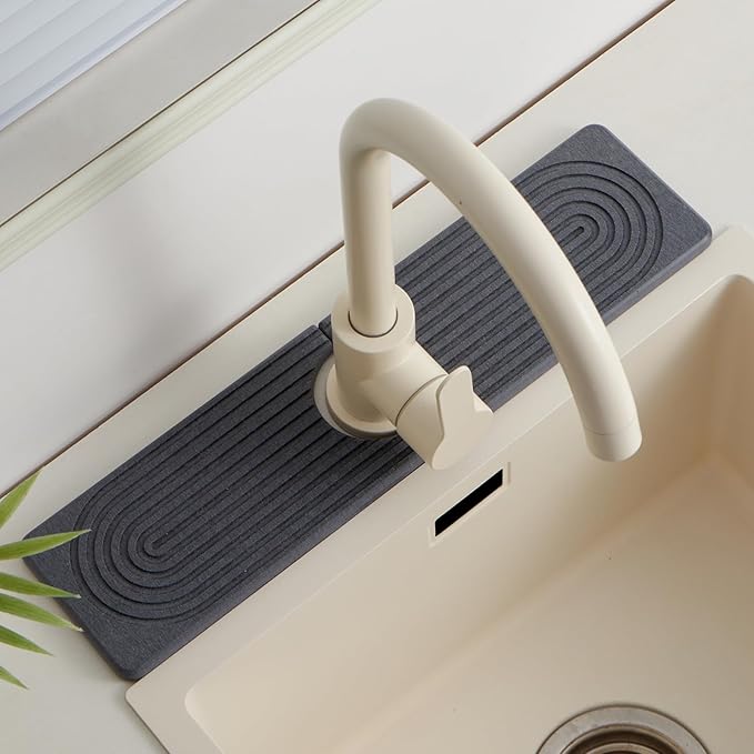 Stone Faucet Mat for Kitchen Sink,Super Absorbent Diatomite Fast Drying Stone