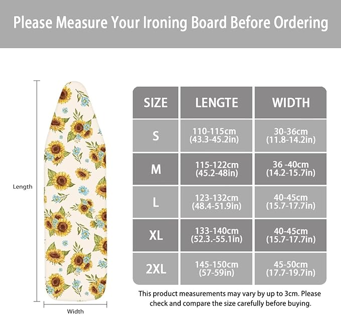 Iron Board Cover Standard Size, Ironing Board Cover, Sunfloral Ironing Board