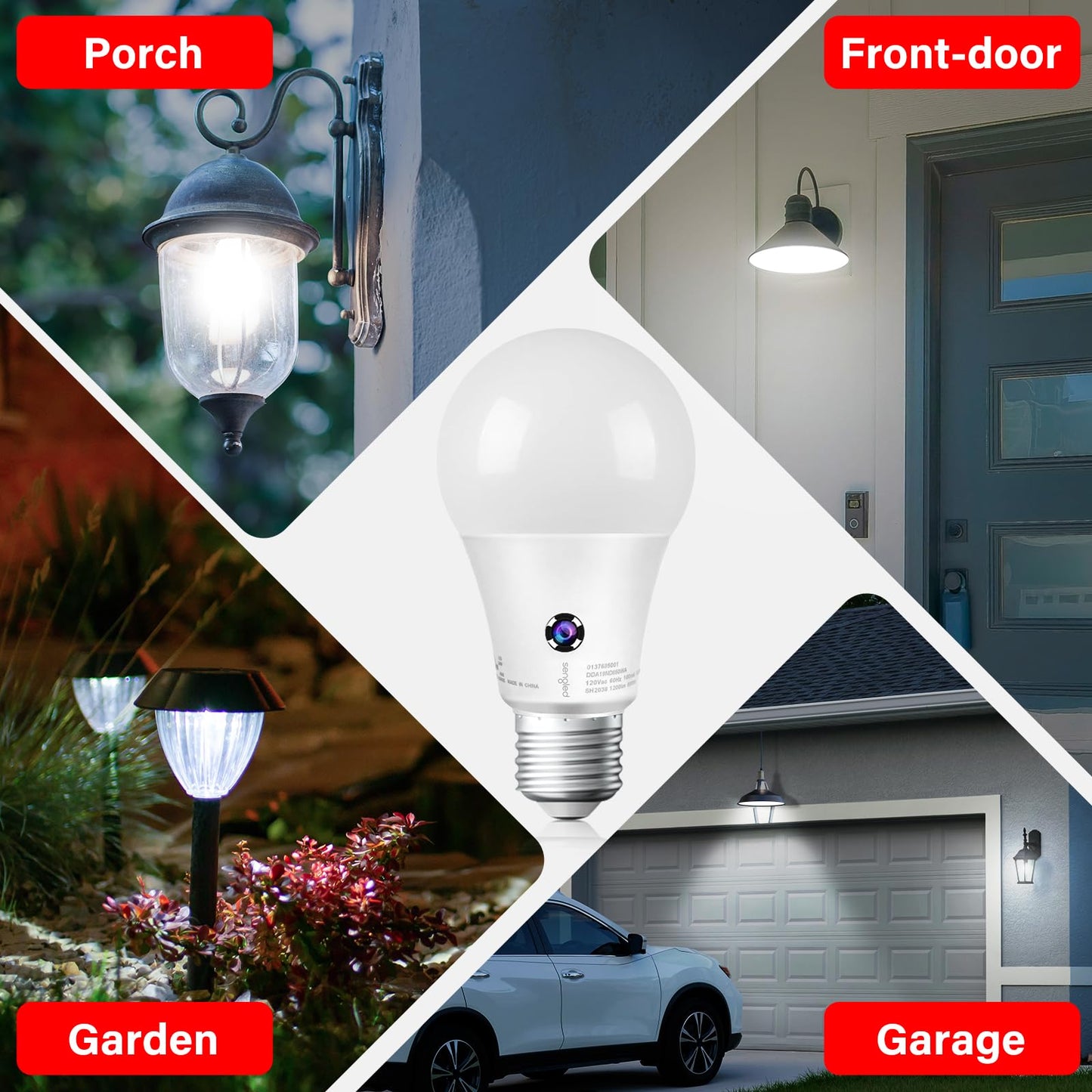Sengled Dusk to Dawn LED Outdoor Light Bulb, 75 Watt Equivalent, 1200 Lumens, 5000K Daylight LED Light Bulb, Automatic On/Off Sensor Light Bulb for Porch Garage Lighting, 3 Pack