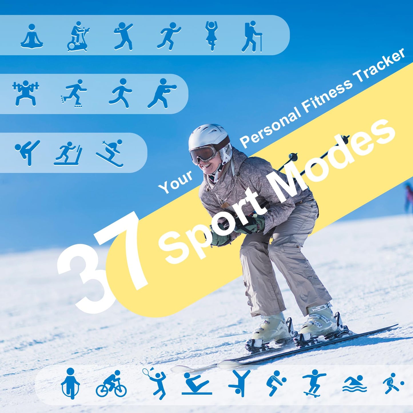 Smart Fitness Tracker Watch for Adults, Sport Smartwatch with Heart Rate Blood Oxygen 37 Exercise Modes Step Counter Phone Calls Siri Recall App Notifications Music Sleep Monitoring for Men Women