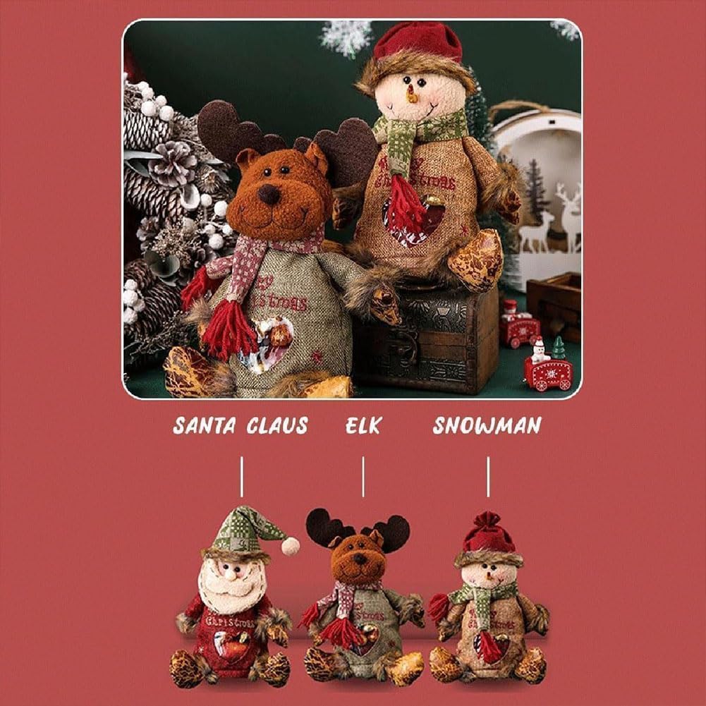 RUIQLXHANG 6 Pcs Christmas Gift Bags Zipper Design, 2025 New 3D Doll Decoration Gift Bag, Santa Snowman Doll Storage Gift Bag for Christmas Party and Festival