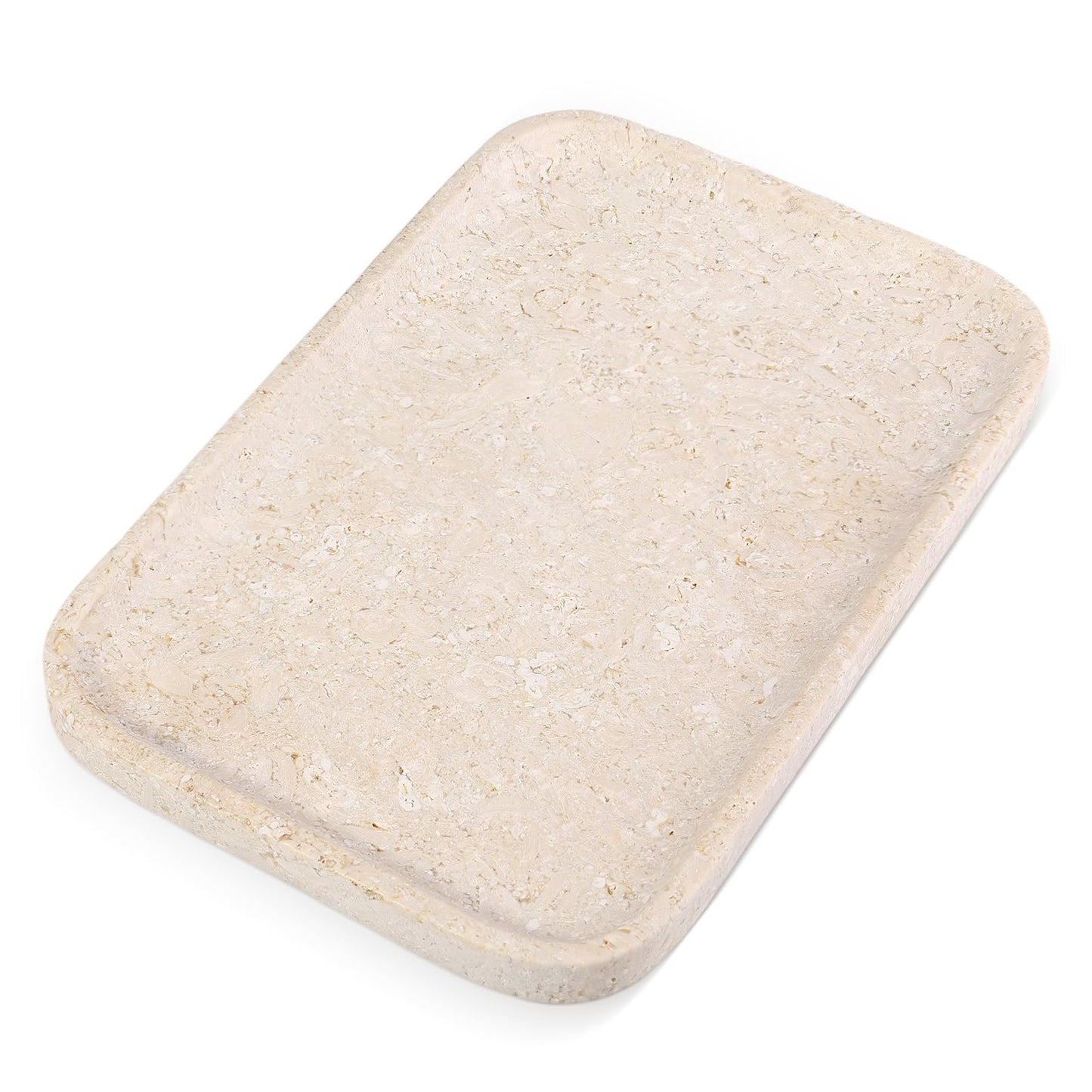 Karibiber Natural Marble Vanity Tray, 11.8" Marble/Stone Bathroom Tray Countertop, Beige Tray for Decor, Perfume Jewelry Holder, Storage/Organizer for Kitchen Sink