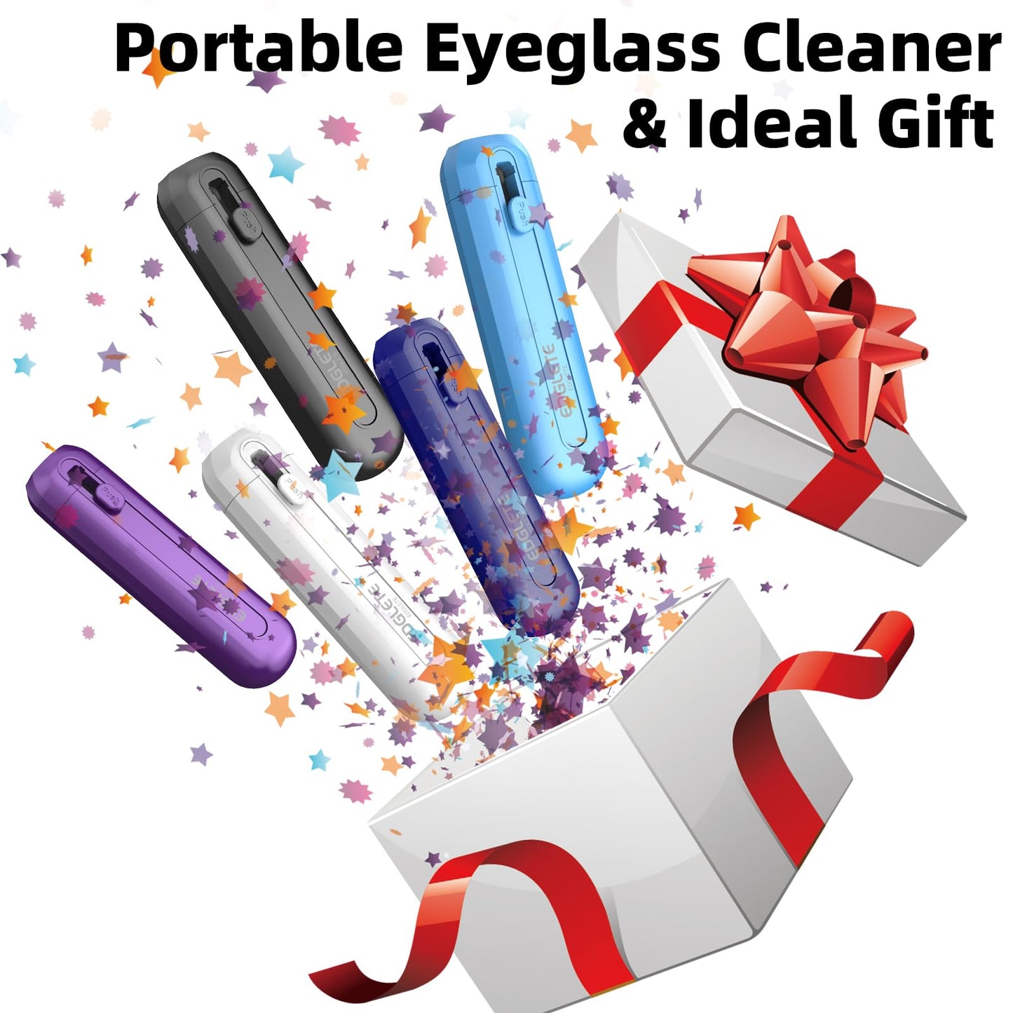 Glasses Cleaner Eyeglass Cleaning Kit, Lens Cleaners Spray with Microfiber Cloth, Portable Glasses Cleaning Kit for Travel, Safe Eyeglasses Cleaner Tool, No Streaks Scratch, Black