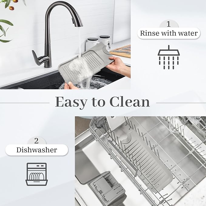PoYang 24 Inch Faucet Mat for Kitchen Sink Splash Guard Behind Faucet, Sink