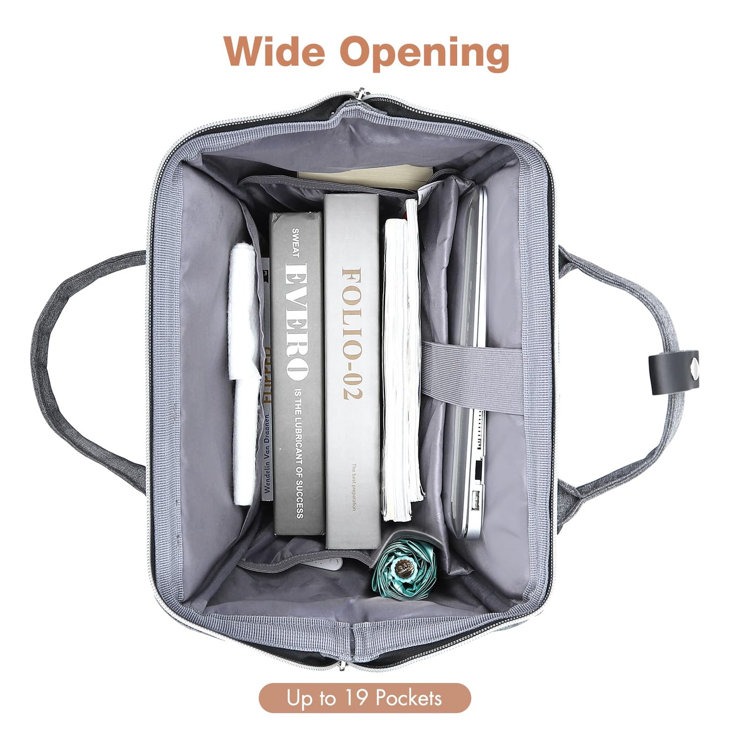Lekesky Laptop Rucksack Bag 15.6 Inch Computer Backpack School Bag for Travel Business College Women Men- Grey