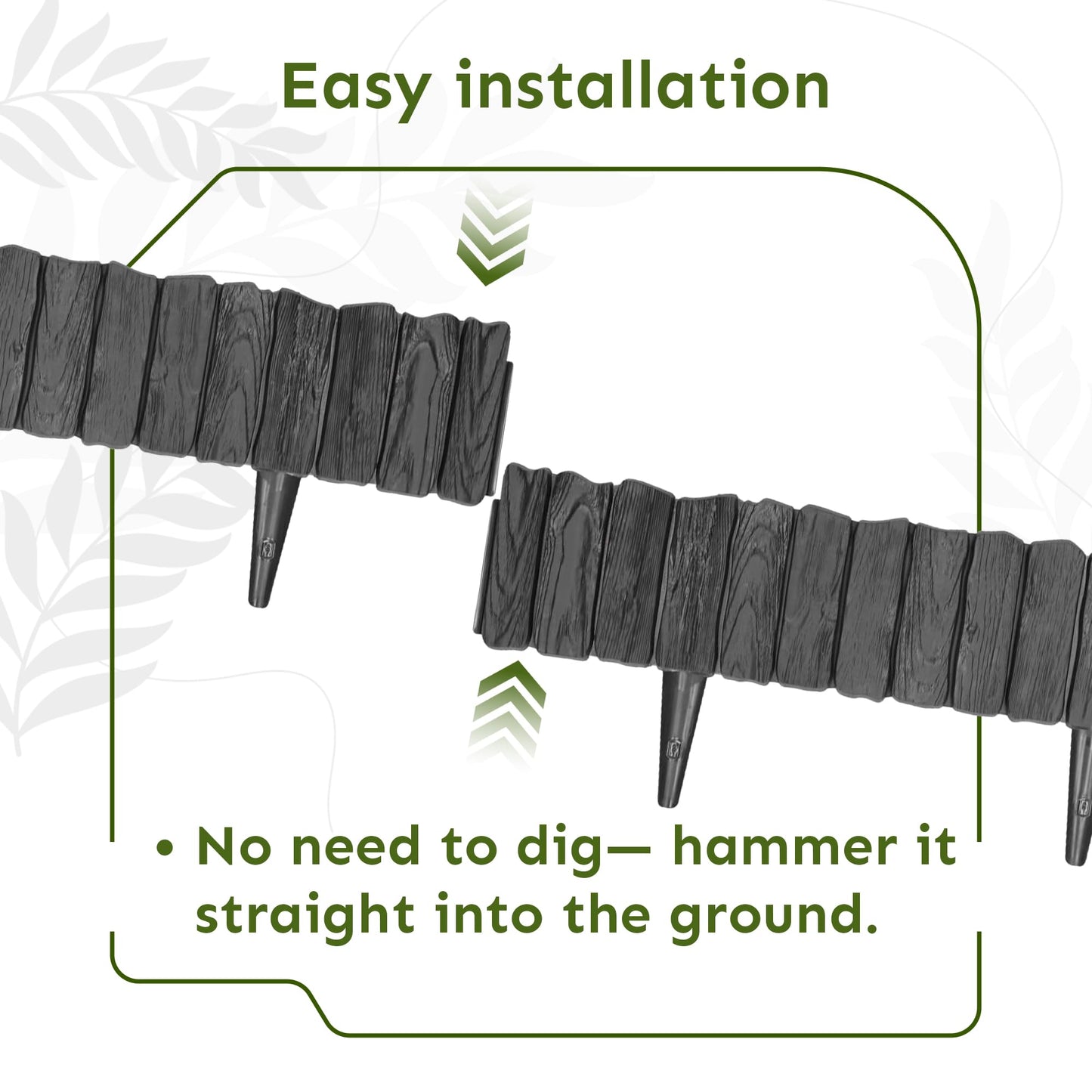 GARDENIX Anthracite Lawn Edging - 2.3m/7.4ft Flexible Garden Edging for Flower Beds, Lawn, Patio & Pavement - Easy Install border, No Digging, Weather-Resistant Plastic, Wood Effect Garden Fence