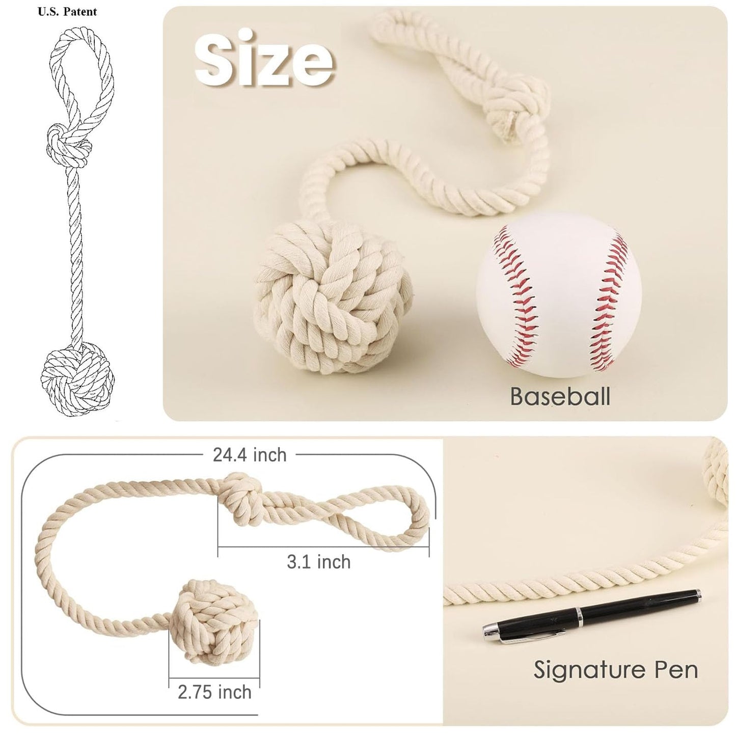 Melaluxe 4 Pack Curtain Tiebacks - Heavy Duty Curtain Rope Tieback, Handmade Rural Decorative Curtain Holdbacks (Beige)