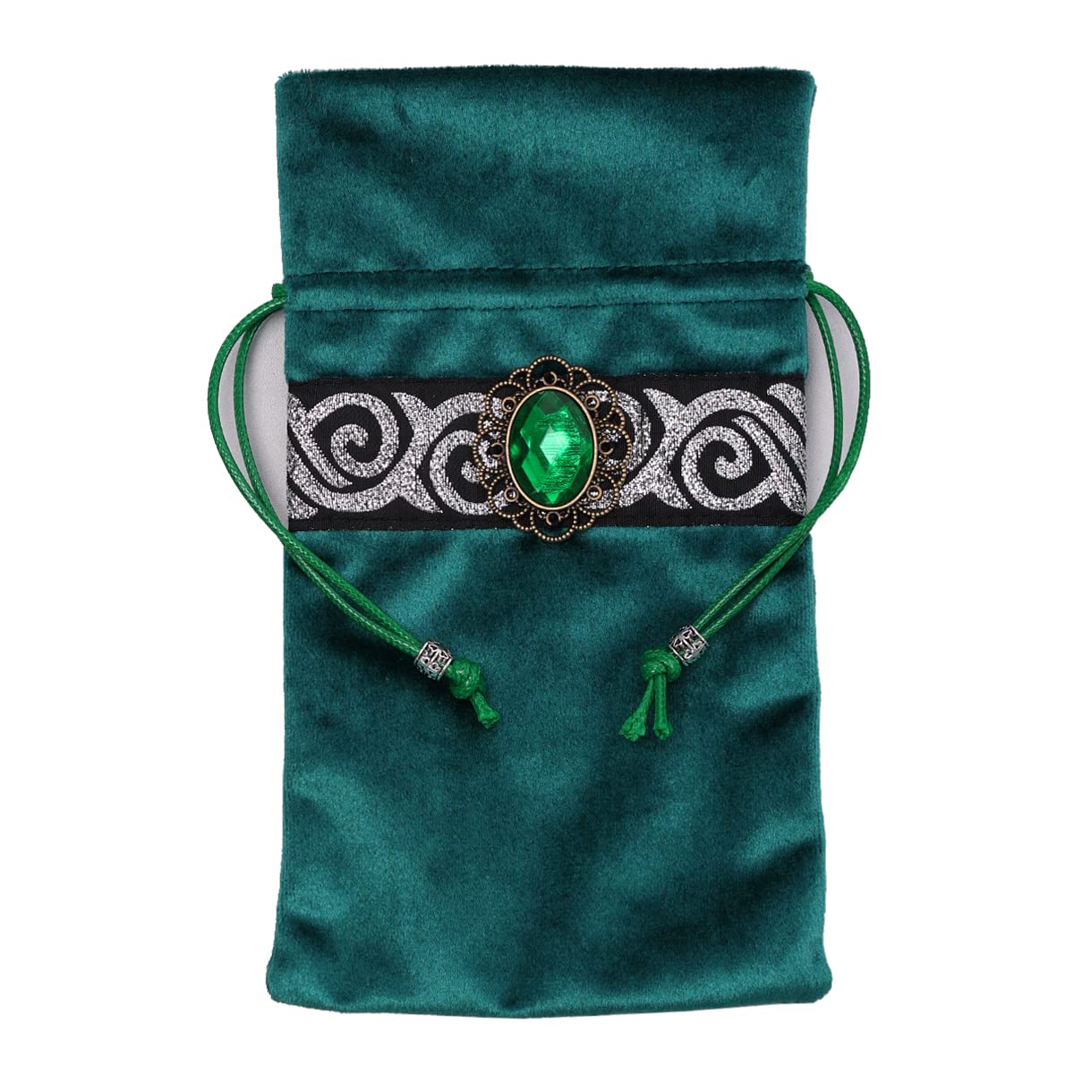 BLESSUME Wicca Square Altar Tarot Table Cloth for Reading with Card Pouch 24.4 * 24.4 inch (Green 1)