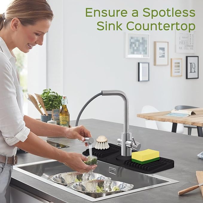 15 Inch Silicone Faucet Mat for Kitchen Sink Splash Guard – 2025 Upgraded