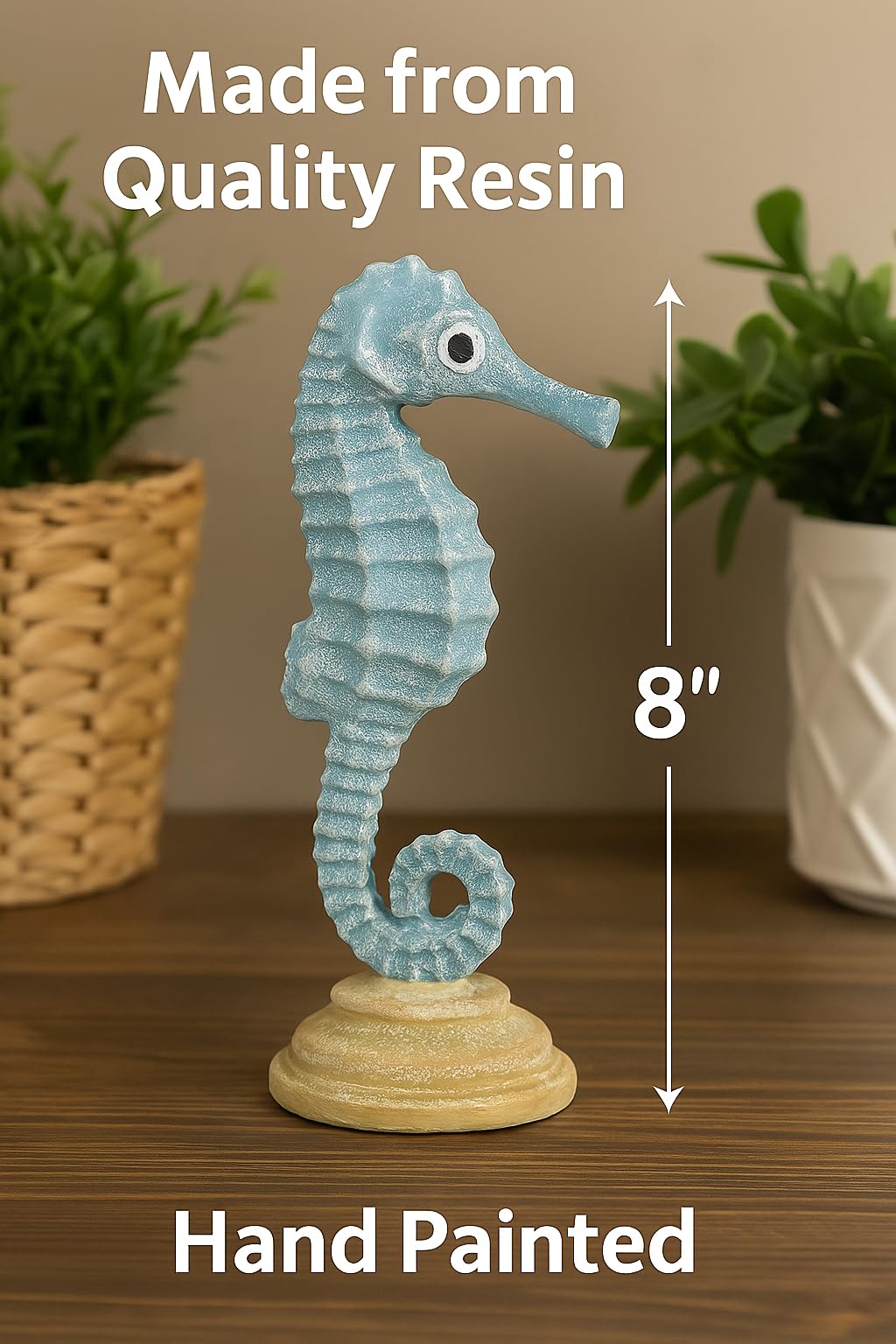 The Bridge Collection Blue Seahorse Coastal Standing Figurine