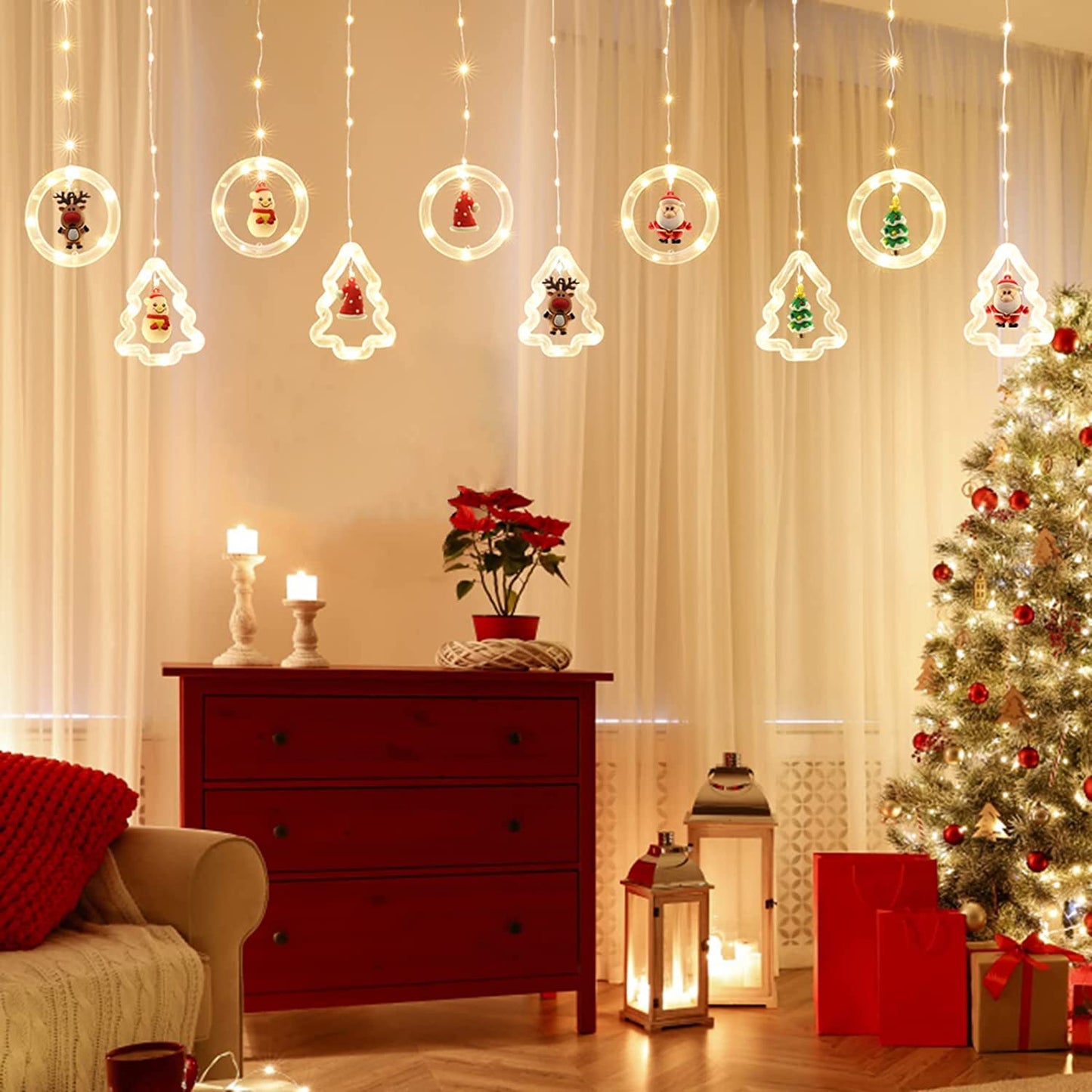 9.8 Ft 120 LED 3D Hanging Lights - Flashing Christmas Decorations for Indoor/Outdoor Use