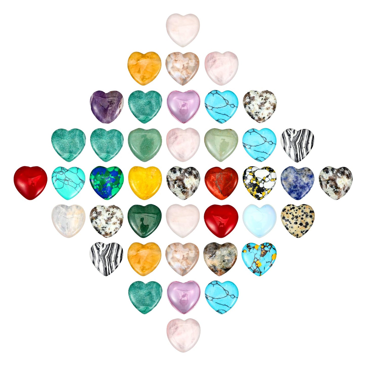 COMNICO 72 Pcs Natural Heart Stone, 0.8 Inch Worry Stone Bulk Love Shaped Gemstones Mini Gemstone Decor Supplies for Mom Women Valentines DIY Meditation
