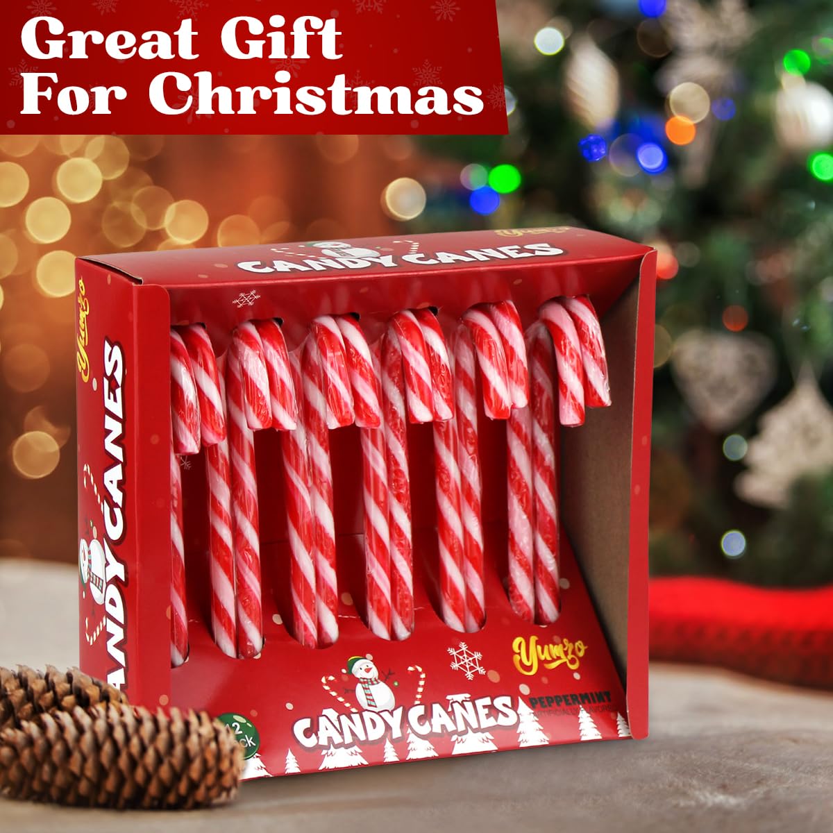 Christmas Candy Canes Classic Red and White Peppermint Flavor for Holiday Family Indulgement - Bulk Candy Canes Individually Wrapped for Kids and Adults, Great Candy Cane Gift Set - 36 Pack