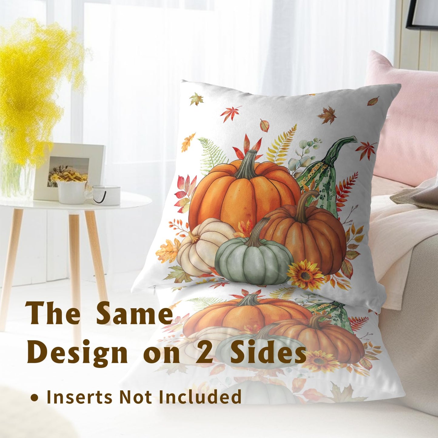 Imiss Fall Pumpkins Throw Pillow Covers 18 x 18 Inch Thanksgiving Autumn Harvest Maple Leaves Pillow Case Set of 2 Farmhouse Outdoor Decor Cushion Covers for Seasonal Couch Porch