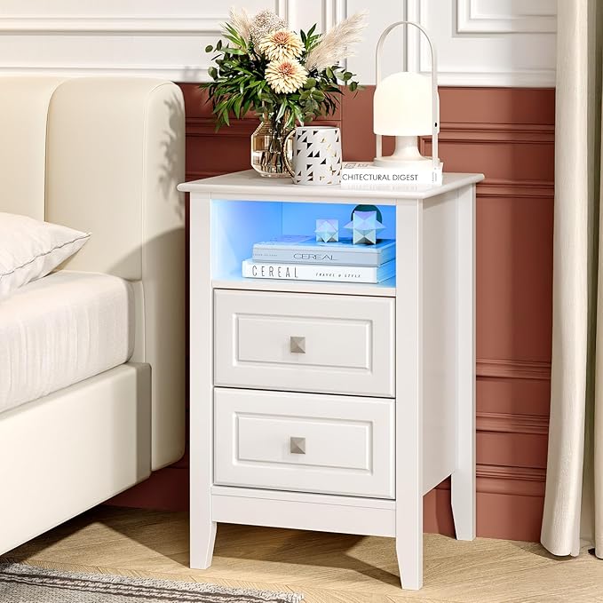 Bonnlo White Nightstand Set of 2