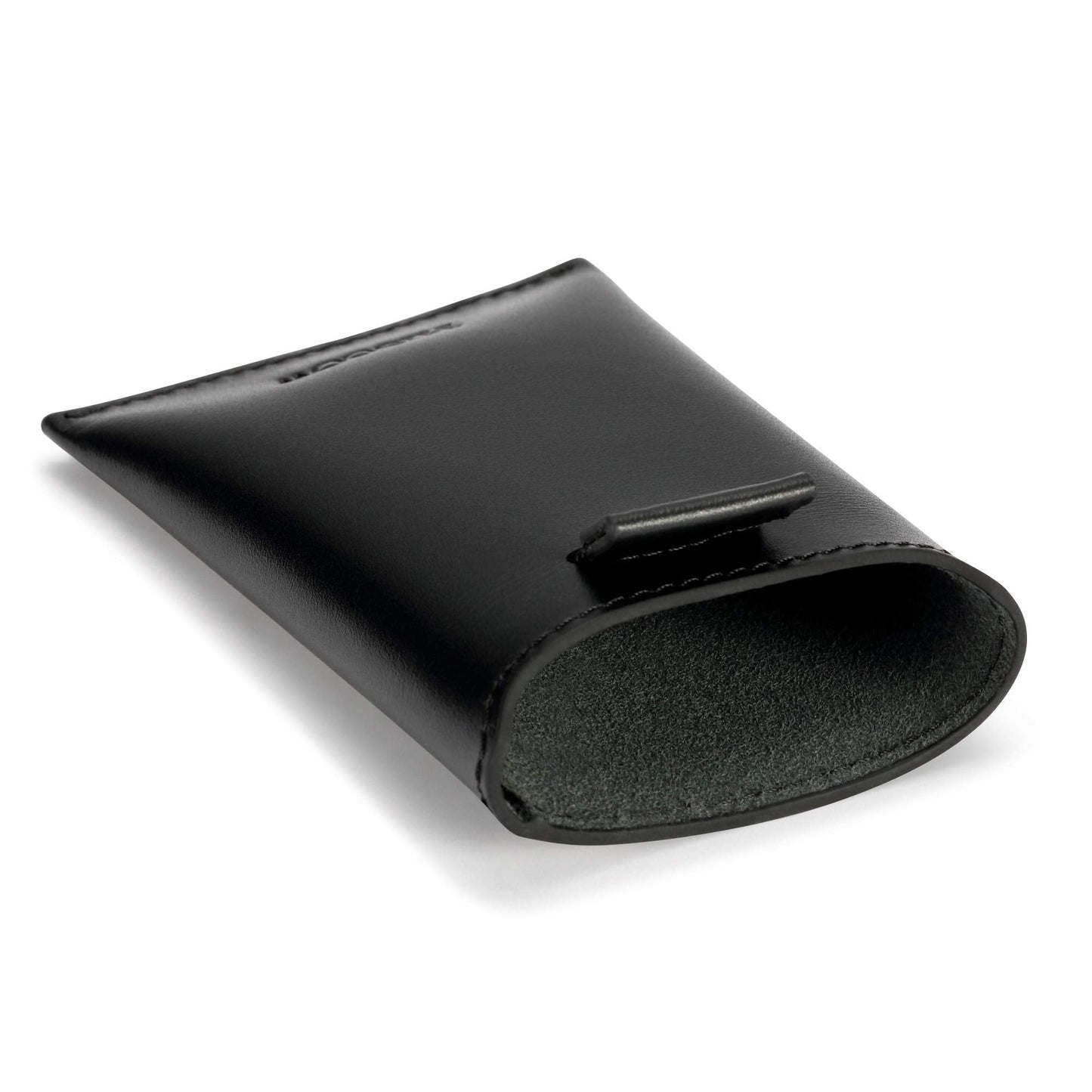 HISCOW Business Card Holder with Flap for Dispensing Cards - Italian Calfskin (Black)