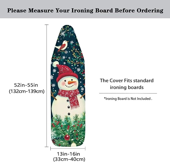 ZDCUSTOM Snowman Bird Ironing Board Cover Universal Stretchy Stain Reisstant