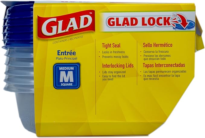 Glad GladWare Entrée Food Storage Containers, Medium Square