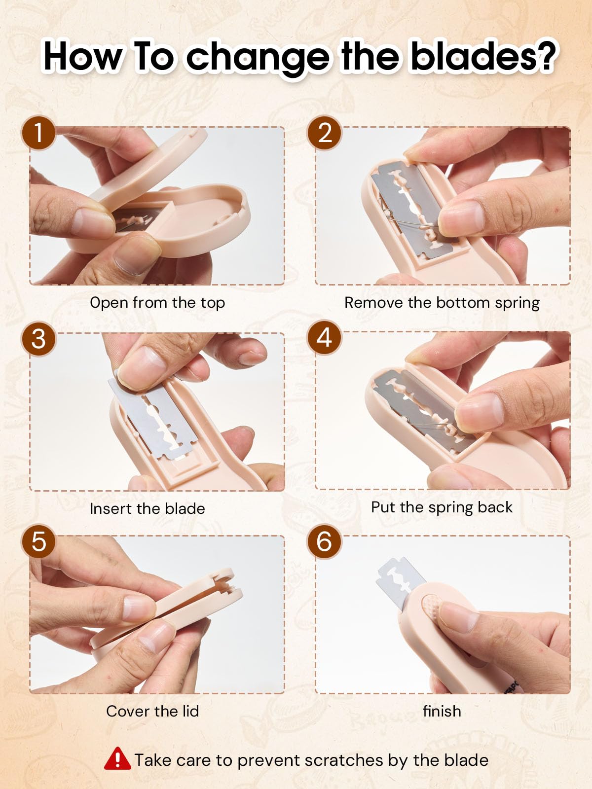 Bread Lame Dough Scoring Tool with Extractable & Magnetic - Sourdough Scoring Tool - Sourdough Bread Baking - Bread Scoring Tool - Scoring Patterns Booklet Includes 5 Bread Razor Blades (Cream)